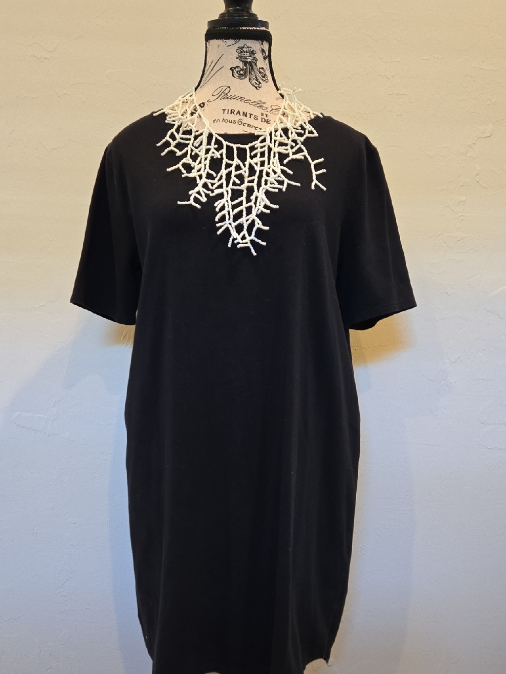 Sexy Eileen Fisher Black Petite Stretch  Dress Sz L